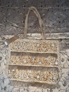 Salt + Umber Isla Sau Seashell Tote Bag Beach Travel Boho NWT - Picture 1 of 10