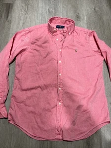 Ralph Lauren Medium Chambray Oxford Flesh Pony Pink Long Sleeve Button Down - Picture 1 of 7