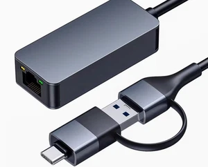 Adattatore Ethernet 2,5 Gbps USB-C/USB-A in Alluminio – Dual Connector - Photo 1/1