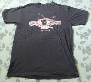 Orig Vintage Harley Davidson T-Shirt L PROFESSIONAL HARLEY REBUILD SEATTLE WASH - Picture 1 of 5
