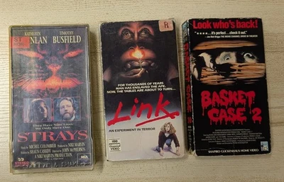 Rare VHS Horror: Basket Case 2, Link, Strays - Image 1 of 4