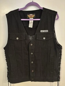 Harley Davidson Women's Genuine Black Vest Embroidered M 96011-01VM - Picture 1 of 15