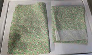 Lot Of 2 Vintage, Pink & Gold Calico on Green Quilt Cotton 36"x40" 36"x52"  - Picture 1 of 2
