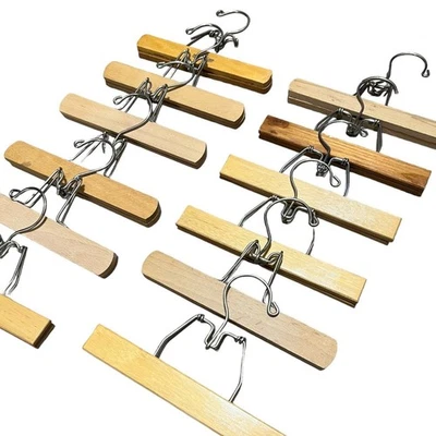 Lote misto de 12 calças cabide de metal madeira loira clara vintage braçadeira 9"" - Imagem 1 de 4