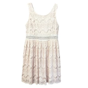 She & Sky Pink Lace Dress Women’s Large Feminine Romantic Coquette Fairy Crochet - Picture 1 of 12