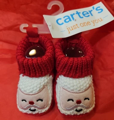 Novo com etiquetas Carter's Baby recém-nascido malha Papai Noel botas chinelos só para você - Imagem 1 de 4