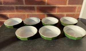 Delaunay France Green & Gold Cereal Dessert or Soup Bowls 6 inch Apilco - Picture 1 of 8