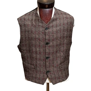 Structure Mens Vest Lg Vtg Italy Wool Blend Tapestry Sweater Academia Heritage - Picture 1 of 12
