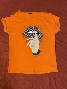 Camiseta gráfica para mujer La Pia naranja talla grande - Imagen 1 de 4