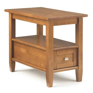 Warm Shaker SOLID WOOD 14 inch Wide Rectangle Transitional Narrow Side Table ... - Picture 1 of 9