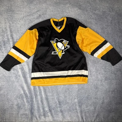 Pittsburgh Penguins NHL Hockey CCM Maska Black Jersey Men's Size Large Vintage - Image 1 of 4