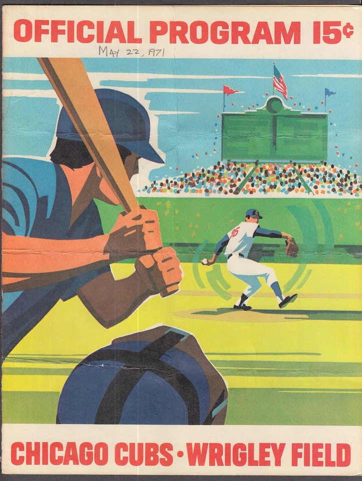 Chicago Cubs Wrigley Field Official Program 1971 SCORED vs Los Angeles - Image 1 of 1