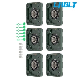 LABLT 6 Pack UCF204-12 Pillow Block Flange Bearing 3/4" Bore 4 Bolt Solid Base - Picture 1 of 14