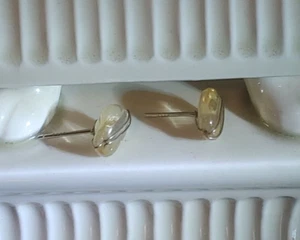 Citrine polished stones sterling silver wire and fixture and post studs - Picture 1 of 3