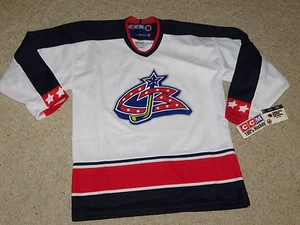 NEW WITH TAGS CCM NHL LICENSED COLUMBUS BLUE JACKETS HOCKEY JERSEY JR L/XL - Picture 1 of 5