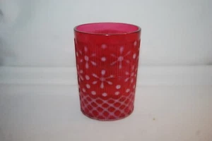 BEAUTIFUL VICTORIAN NORTHWOOD CRANBERRY OPALESCENT XMAS SNOWFLAKE TUMBLER 1890'S - Picture 1 of 6