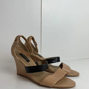 Ann Taylor Womens Light Brown Strappy Wedge Heels Size 8.5 AX - Picture 1 of 7