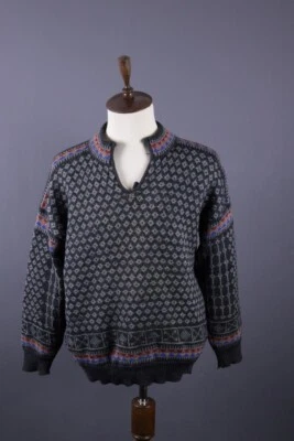DALE OF NORWAY Sport Black Fair Isle Wool Knit Ski Sweater Size XL - Image 1 of 4