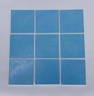 9 STEULER FLIESEN TILE Retro Ceramic Vintage 2002 5-3/4" Cuadrado 6mm AZUL Alemania Foto 1 de 4