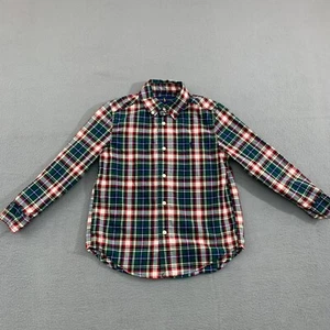 Ralph Lauren Polo Boys Natural Stretch Plaid Cotton Dress Shirt Size 5 Youth - Picture 1 of 16