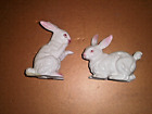 TWO Vintage NAPCOWARE White Easter Bunny Rabbit Figurines C-6390 JAPAN wStickers