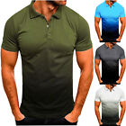 Men Fashion Casual Sports Gradient Pullover Male Lapel Short Sleeve T Shirts Tee