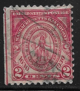 US Scott #682, Single 1930 Seal of Massachusetts Bay 2c FVF Used - Picture 1 of 1