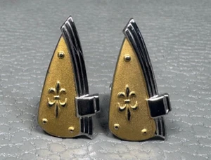 Vintage 1960 Dodge Dart Hood Ornament Yellow and White Gold Plated Cuff Links - Picture 1 of 3