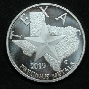 2019 1 oz .9999 Fine Silver Texas Precious Metals Silver Round - Minor Scratches - Picture 1 of 2