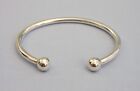 STUNNING HEAVY 29.8g PLAIN SOLID STERLING SILVER BALL DESIGN WIDE TORQUE BANGLE