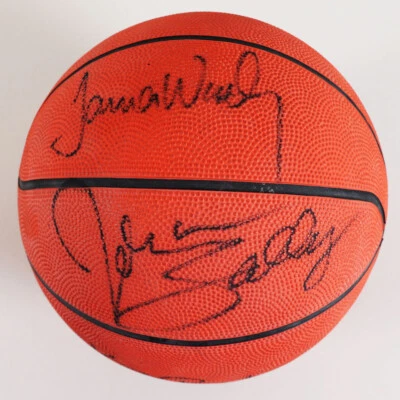 James Worthy Signed Basketball Lakers w/John Salley & Kurt Rambis - COA 100% ... - Image 1 of 4