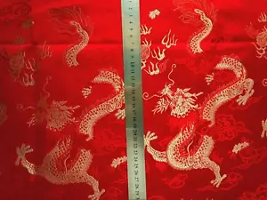Faux Silk Brocade (Oriental Dragon) Jacquard Damask Kimono Fabric Material BL3 - Picture 1 of 37