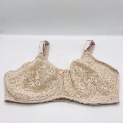 Sujetador con aros de encaje Bali 38DD cobertura completa copa elástica beige correas ajustables Foto 1 de 4