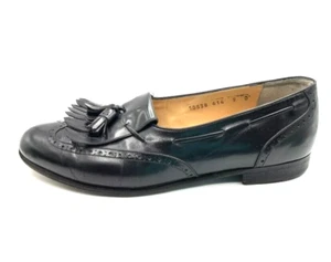 Zapatos de vestir SALVATORE FERRAGAMO Kiltie Borla Cuero Negro Talla US 9 D - Imagen 1 de 12