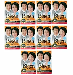 10 X N10 Bulk 6G BIGEN HAIR COLOUR ORIENTL BLACK-POWDER-DYE-NATURAL-REMOVE GREY - Picture 1 of 2