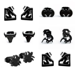 Schwarze Punk Coole Edelstahl Hypoallergene Ohrstecker Damen Herren Ohrringe 2 Stück - Bild 1 von 8
