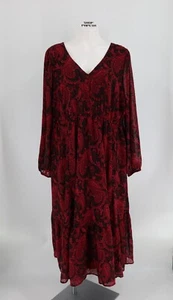 NWT Torrid Womens Plus Size 2X (18-20) Burgundy Paisley Open Back A-line Dress - Picture 1 of 11