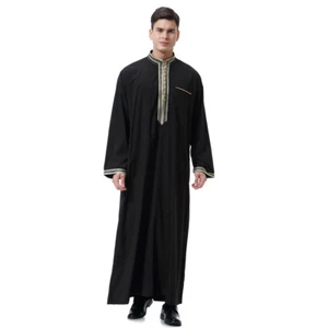 Men Thobe Jubba Thoub Muslim Robe Dishdasha Saudi Abaya Men Kaftan Arab Robe - Picture 1 of 32