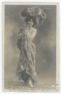 Folies Bergere Chor Mädchen Schauspielerin Tänzerin viktorianisch getönte Galerie Postkarte - Bild 1 von 2