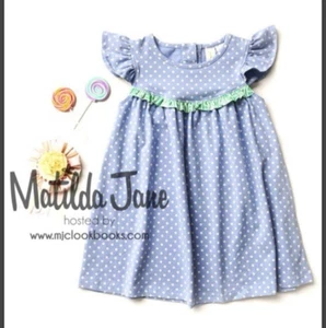 Matilda Jane Sz 4 BlueBonnet Pearl Polka Dot Dress It's a Wonderful Parade - Picture 1 of 6