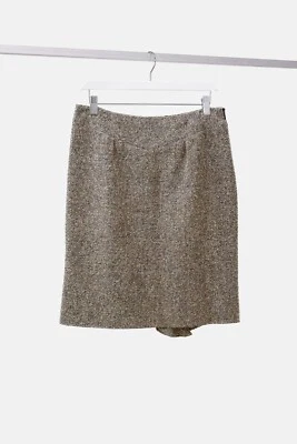 Falda lápiz Valentino marrón tweed con volantes, talla US 8 Foto 1 de 4