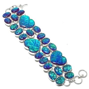 Natural Blue Triplet Opal Gemstone 925 Sterling Silver Bracelet 7-8" Gift b165 - Picture 1 of 7