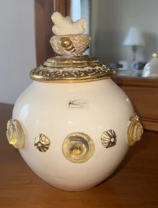 RARE Early KALINGER French Ceramic, Glass, 24kt Trim 6” Tea Candle Trinket Urn - Picture 1 of 7