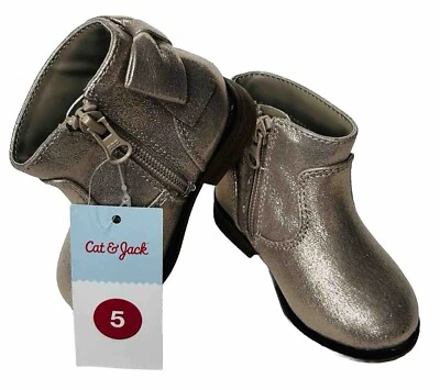 Botines Cat & Jack AYLA dorados con arco/crebilla ~ niñas pequeñas talla 5 ~ ¡NUEVOS CON ETIQUETAS! Foto 1 de 4