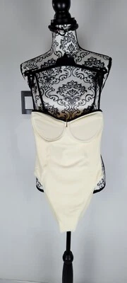 SAME Los Angeles Swim Mujer Una Pieza Con Aros Imitación Gamuza Beige Pequeño Foto 1 de 4