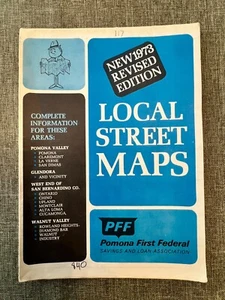 Vintage 1973 Folded Paper Map Local Street Maps Pomona Valley CA Glendora Walnut - Picture 1 of 6