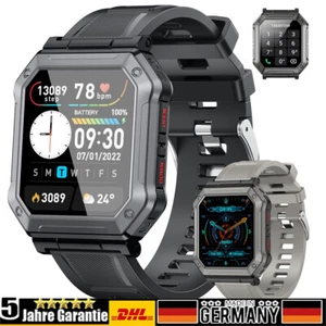Militär Smartwatch Herren mit Telefonfunktion Sportuhr Pulsmesser Schlafmonitor - Bild 1 von 19