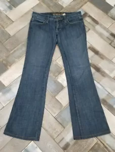 Jeans svasati Frankie B vita bassa taglia 6 blu Y2K slim fit denim - Foto 1 di 16