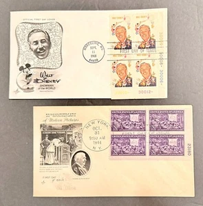 StampTLC US 926 Películas 1355 Walt Disney Hollywood Primer Día Cubre Bloques de Placas - Imagen 1 de 2