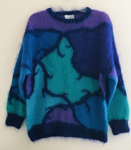 VTG SOFT OPTIONS HANDMADE KNITTED DESIGNER L SWEATER JUMPER PRE-OWNED PURPLE - Picture 1 of 5